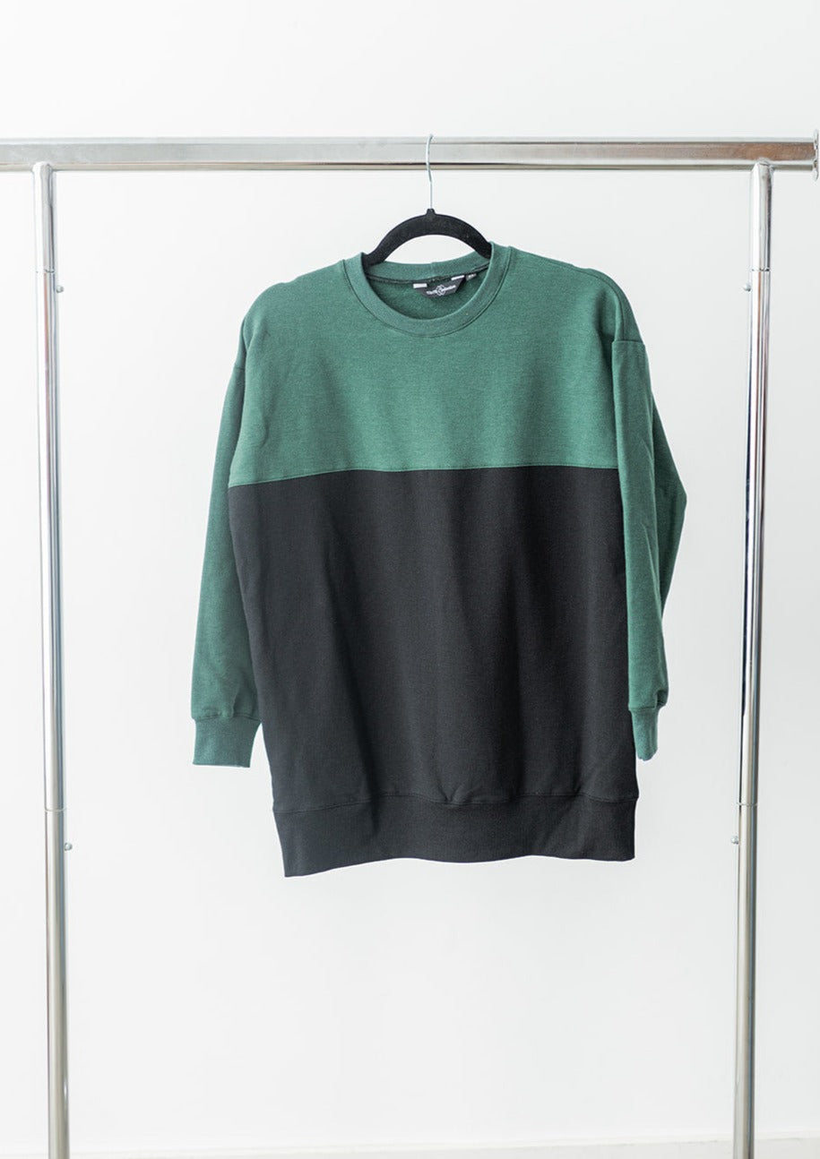 The Colorblock Sweatshirt in Black & Pine