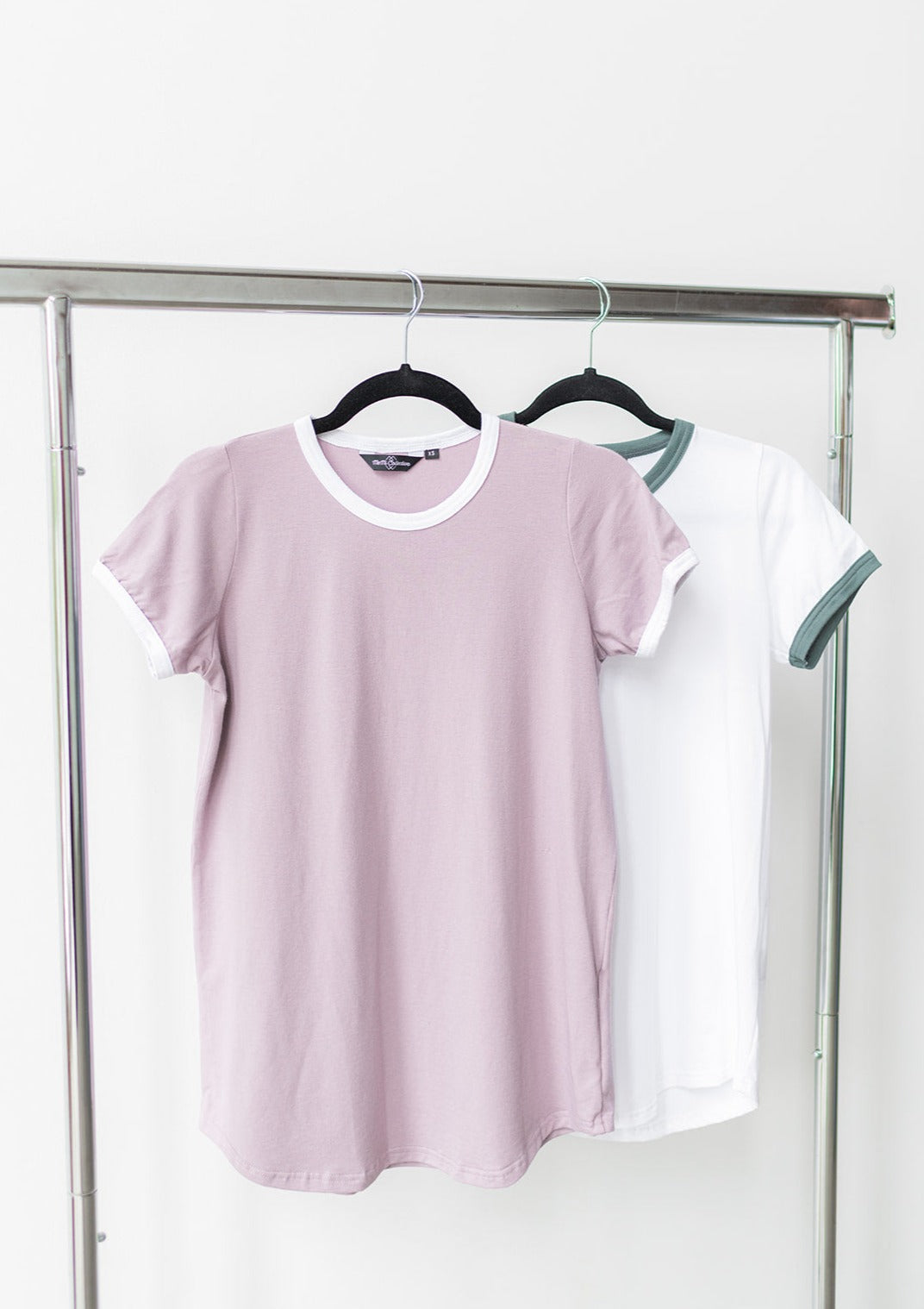 The Perfect Ringer Tee in Lilac/White