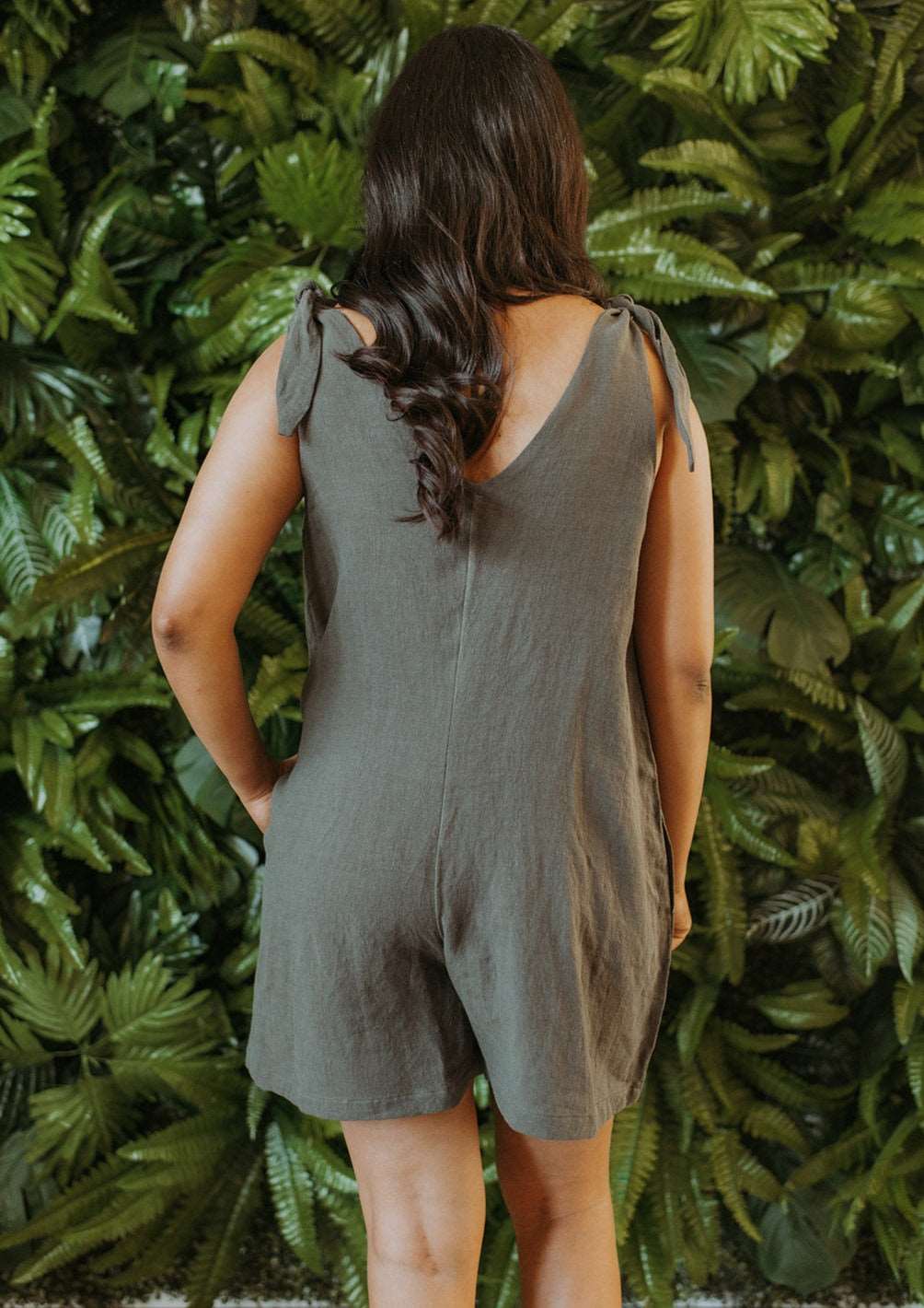The Linen Romper in Charcoal