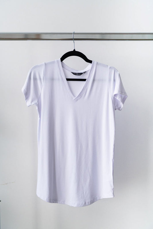 Bamboo Canadian Made v-neck Perfect T-Shirt in White