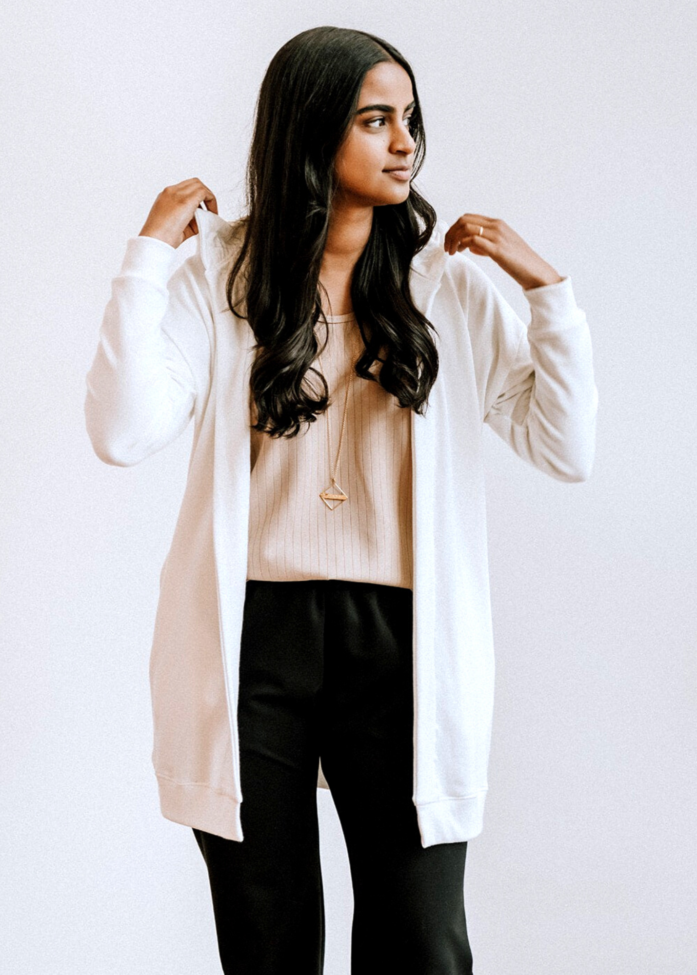 The Hooded Cardigan in Ivory