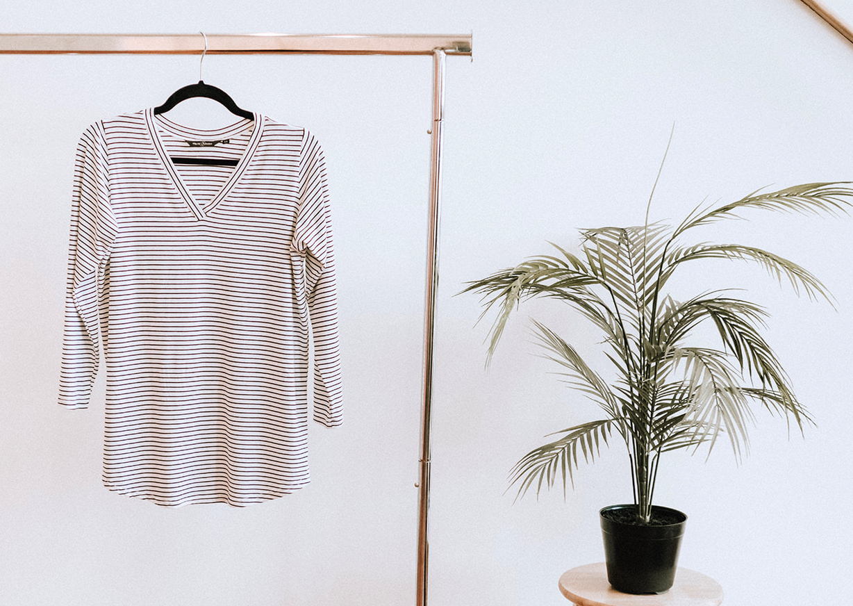 The Long Sleeve Perfect Tee in White Stripe
