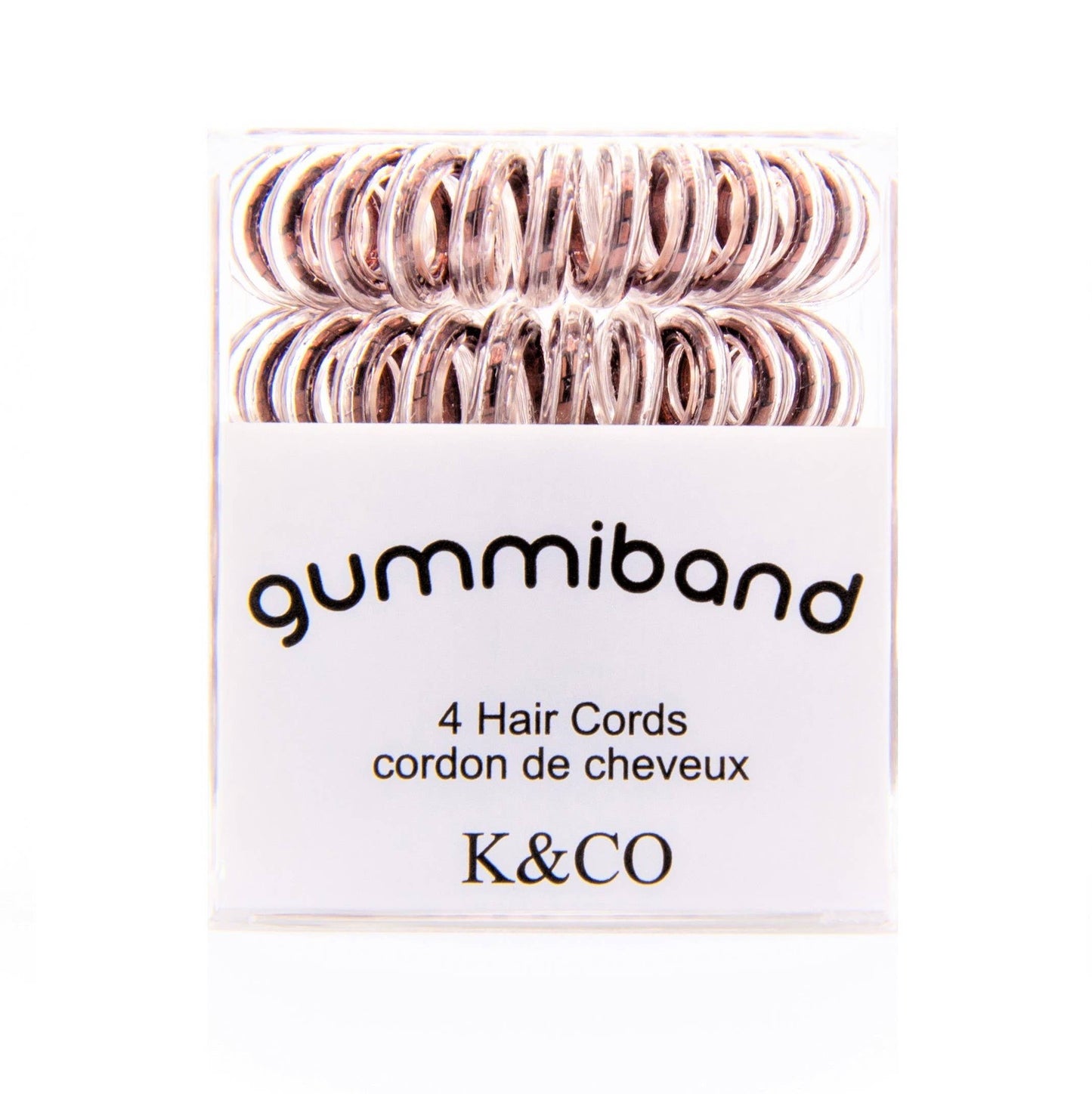 GummiBand - Box of 4 GummiBand Hair Cords, Hair Ties - Metallic Brunette