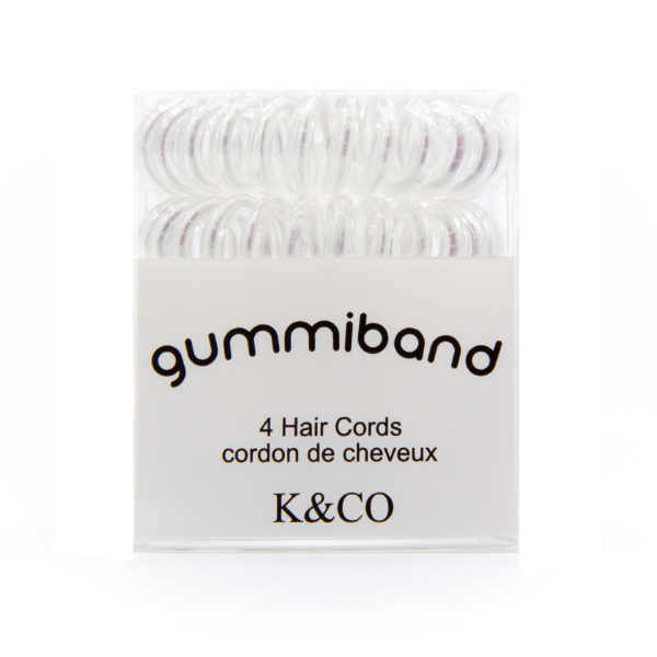 GummiBand - Boîte de 4 cordons à cheveux, élastiques à cheveux GummiBand - Blanc métallisé